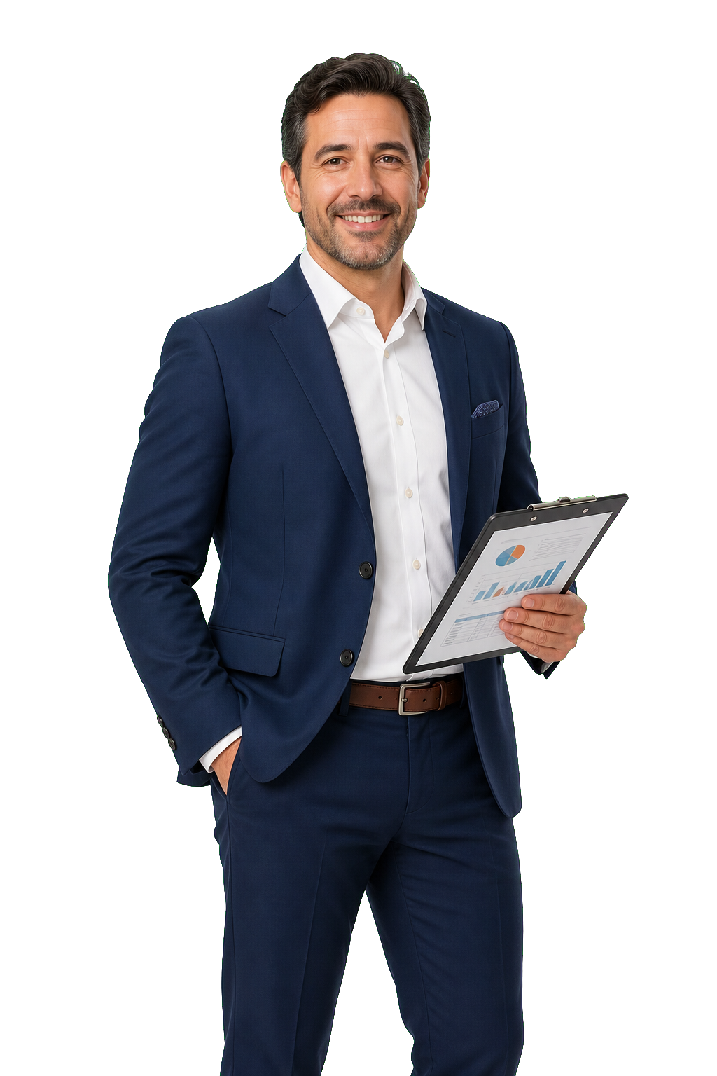 Contador profesional con carpeta de reportes